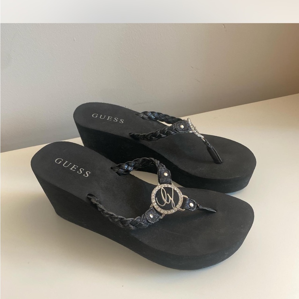 Guess Women's Black Wedge Sandals